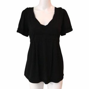 MARC JACOBS Black V-Neck Short Sleeve Blouse